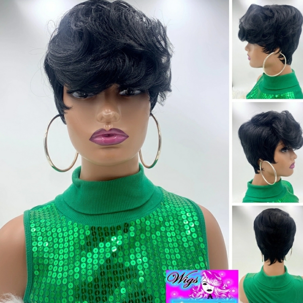 Toni Braxton'' Short Pixie Cut Heat Resistant Wig, full cap, Glueless wig